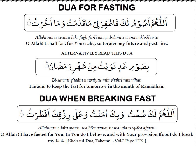 Opening and Closing Dua for Ramadan Fasting